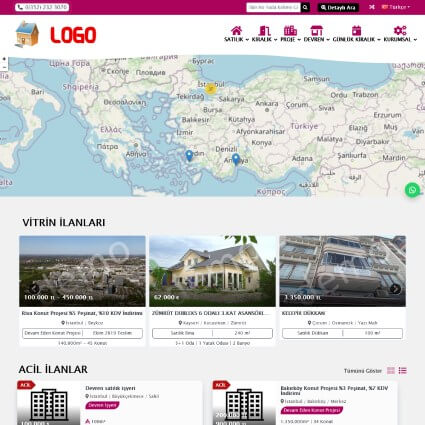Standart Tüm Özellikler +En Güncel SEO Altyapısı + Konutlar için Enerji Kimlik Belgesi Bilgileri Ekleyebilme + Blog +Foto Galeri + Müşteri Yorumları + Her Dil İçin Ayrı Whatsapp Tanımlayabilme + Danışmanlar İçin Profil Sayfası+ Panelden Kişisel Renk Oluşturabilme + Ve Daha Nice Güzel Özellikleri Görmek İçin Temayı Online İnceleyebilirsiniz