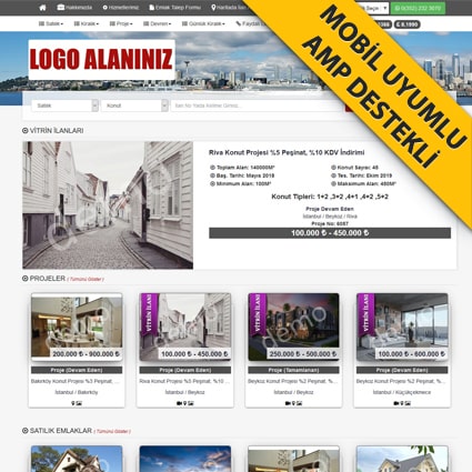 Mobil Uyumlu + AMP Destekli + Proje İlanı Eklenebilir + Harita Sokak Görünümü Var + Renk Değişikliği Yapılabilir (Destek Ekibi Tarafından)+Temayı İncele Butonundan Temayı Online İnceleyebilirsiniz