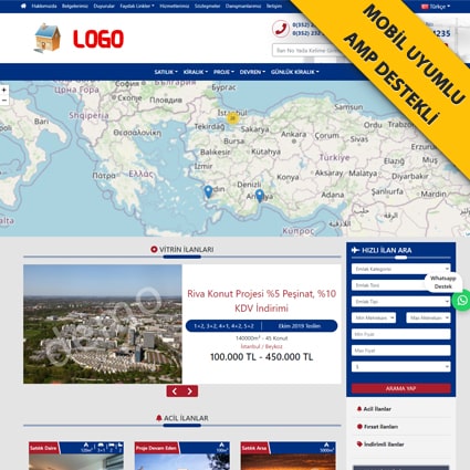 Gelişmiş Yabancı Dil Desteği (Panelden Düzenlenebilir , Hreflang SEO'lu) +Matterport 3D Sanal Tur desteği + Açılış Mesajı Gösterebilme + Panelden Renk Değişikliği +Whatsapp Canlı Destek + Diğer Standart Özelliklerimiz +Temayı İncele Butonundan Temayı Online İnceleyebilirsiniz